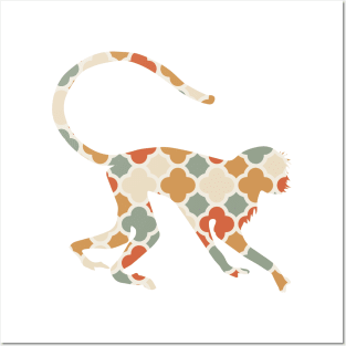 Little Monkey Silhouette with Pattern Posters and Art